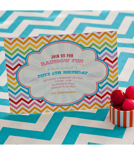 Chevron Rainbow Birthday Party Printable Invitation